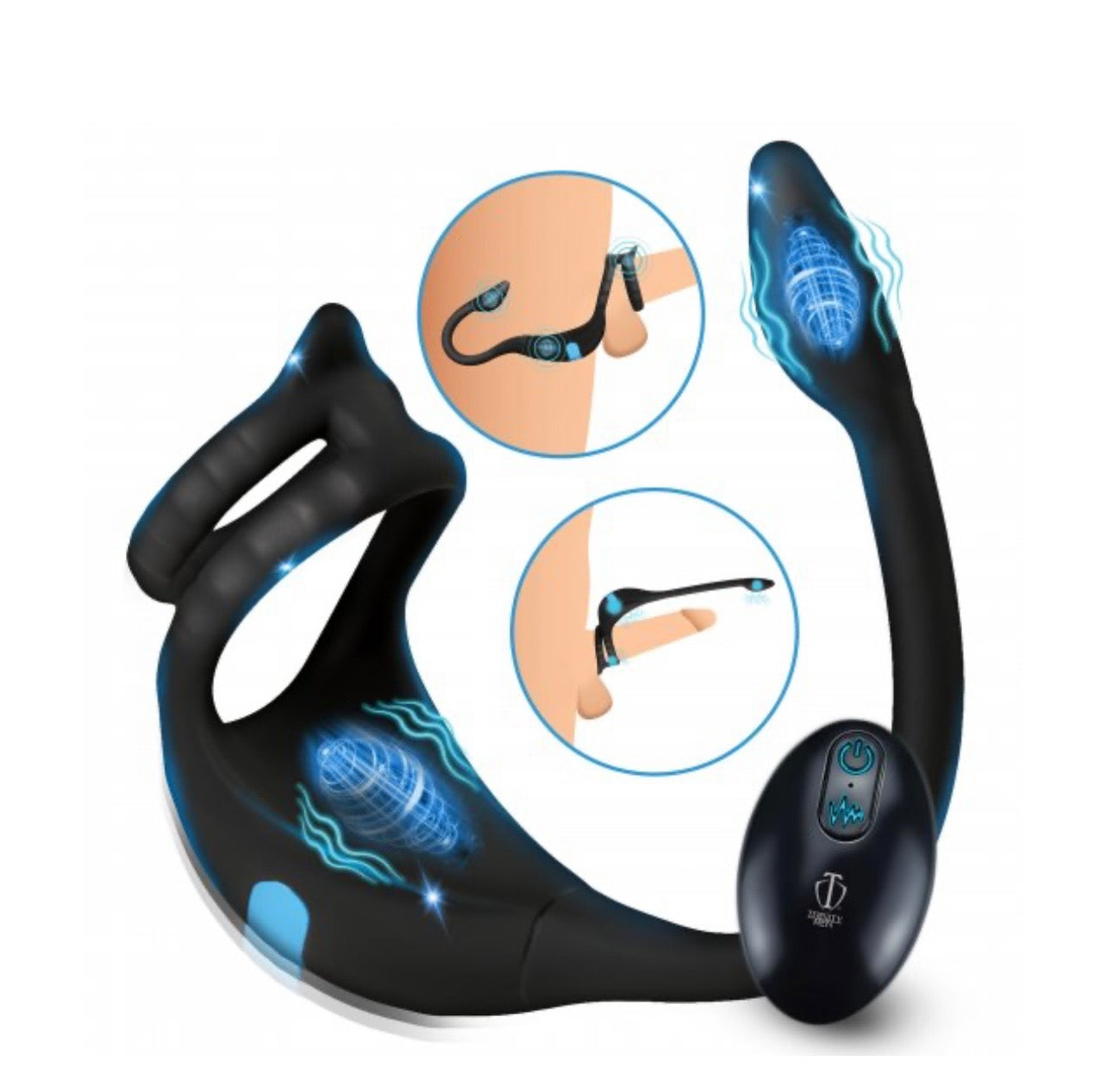 Vibrating Silicone Cock Ring and Anal Stimulator